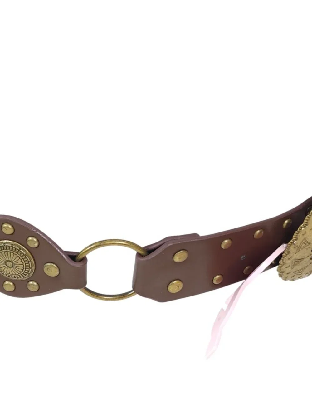 Truelove Brown Brass & Leather Belt with Brass Studs & Buckle XL 1 1/2